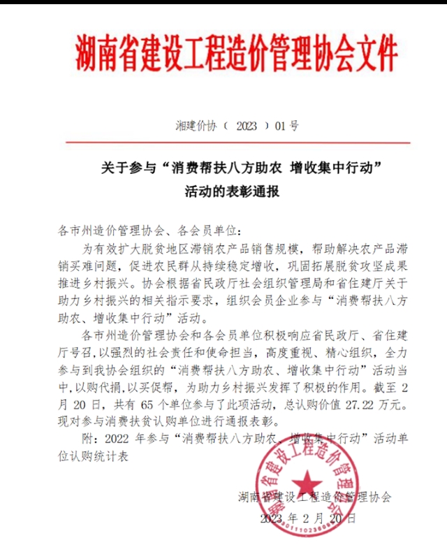 参与“消费帮扶八方助农增收集中行动” 活动的表彰